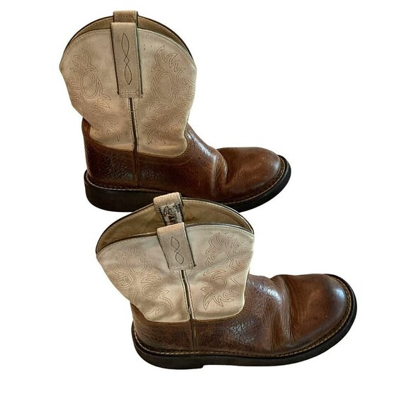 Ariat Fatbaby Western Boots Women's Sz 6B Leather Two-Tone Brown Rodeo Cowgirl - Picture 5 of 11